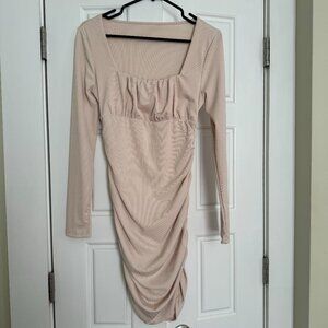 SHEIN LS body con dress.  Square neck, ruched  Size M Like new